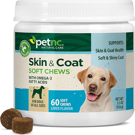 PetNC Natural Care Skin and Coat Soft Chews for Dogs, 60 Count