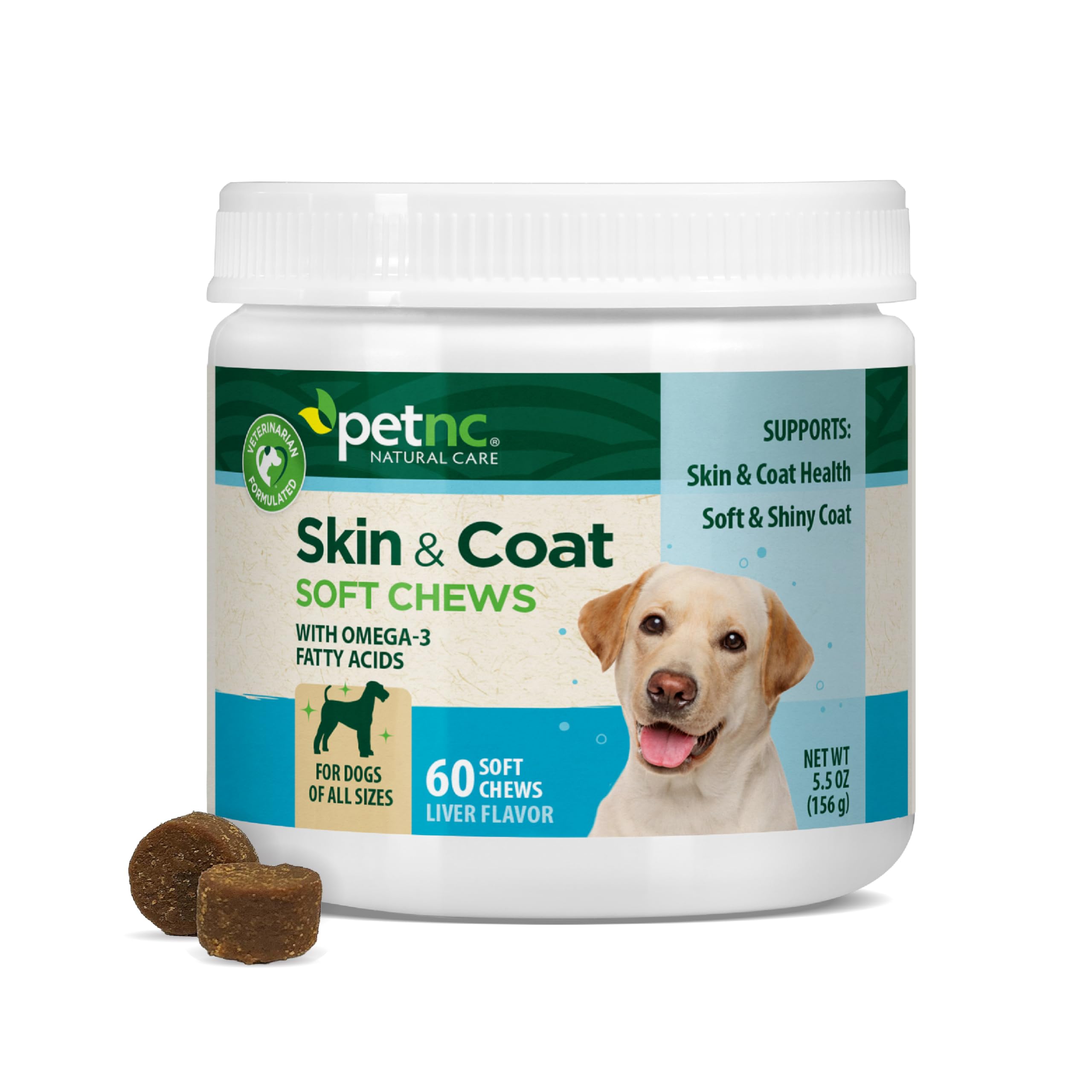 PetNC Natural Care Skin and Coat Soft Chews for Dogs, 60 Count