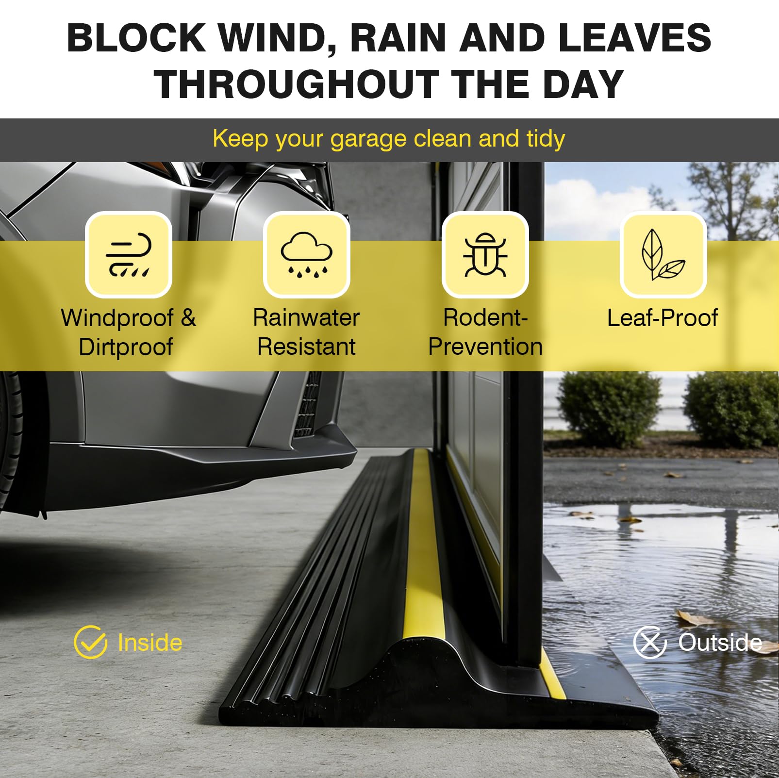 Joint de porte de garage universel en caoutchouc résistant aux intempéries - Pour porte de garage - Noir - 3 m x 100 mm x 25 mm