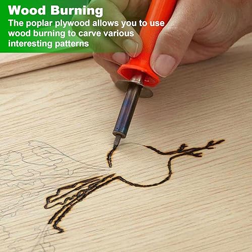 Miniatura 6 de Paquete de 24 hojas redondas de madera de tilo sin terminar de 12 pulgadas, hojas de madera contrachapada de madera en blanco para manualidades,