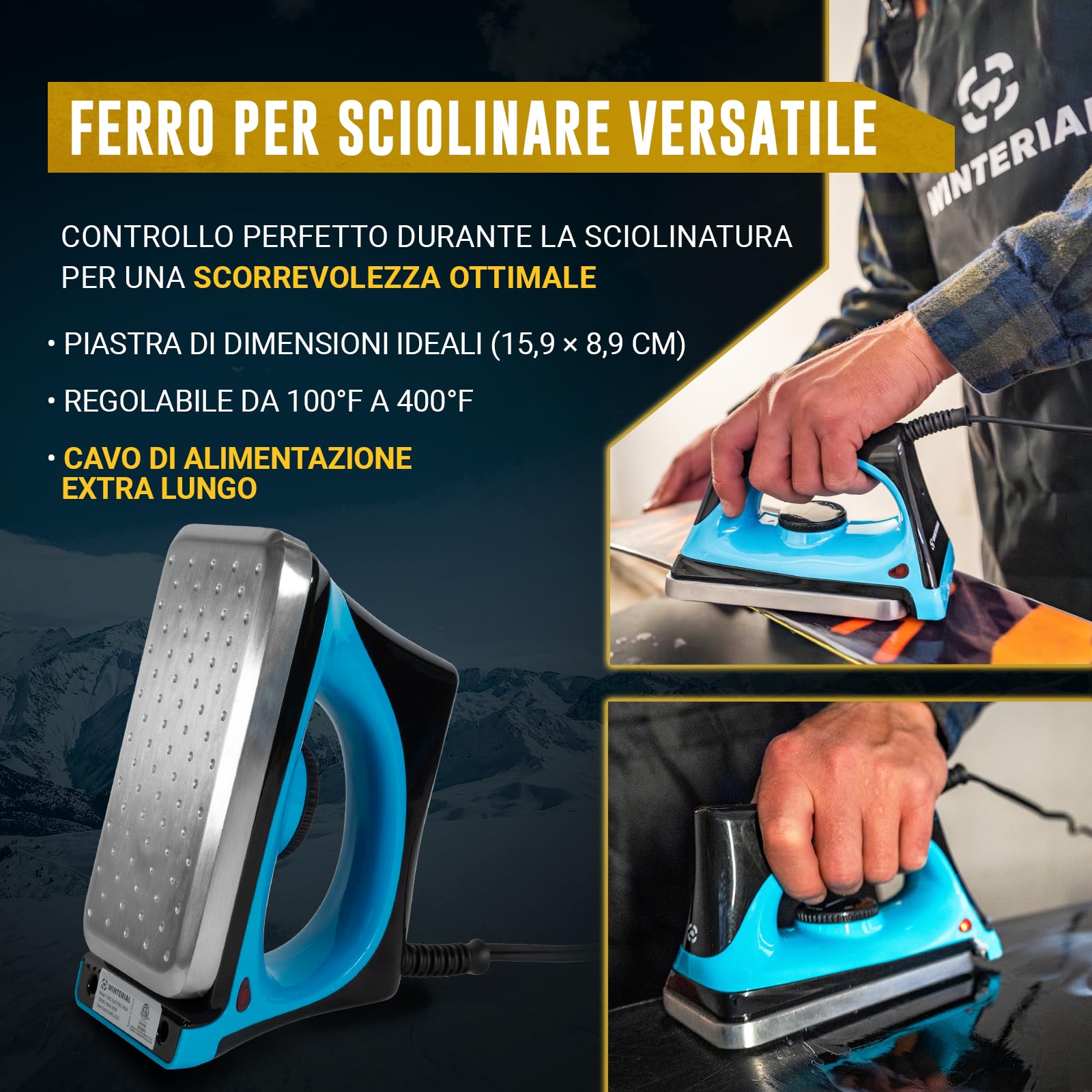 Winterial Kit di Messa a Punto per Snowboard e Sci, con Ferro, Cera per Snowboard per Tutte Le Temperature