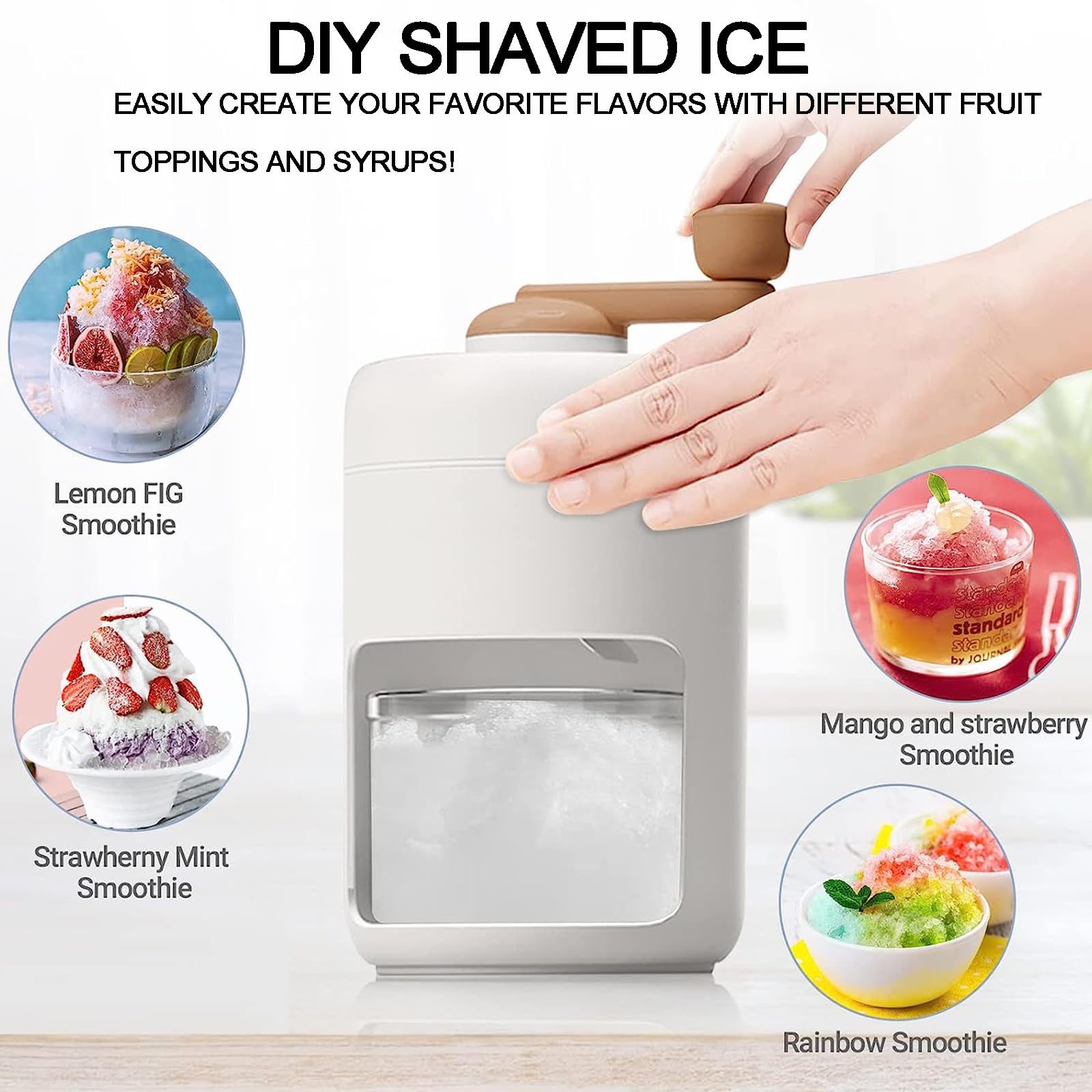 Tritaghiaccio Manuale, A Molla Per Una Rapida Frantumazione Del Ghiaccio | Contenitore Trasparente Da 500 Ml, Rimovibile E Lavabile, Ideale Per Bevande Fredde Estive, Sia A Casa Che In Viaggio