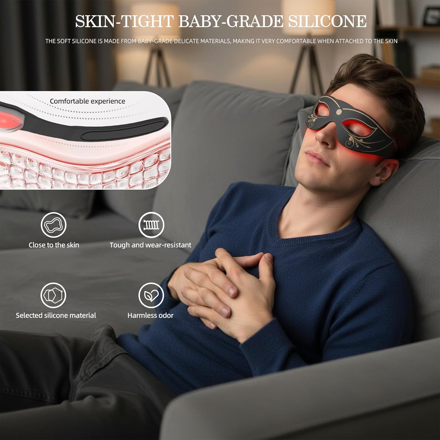 LED Eye Mask, Red Light Therapy for Eyes, Under Eye Red Light Therapy Device for Dark Circles, Puffy Eyes, Eye Bags & Fine Lines, Eye Care for Men and Women with Velcro Straps and Eye Protection - Image 5