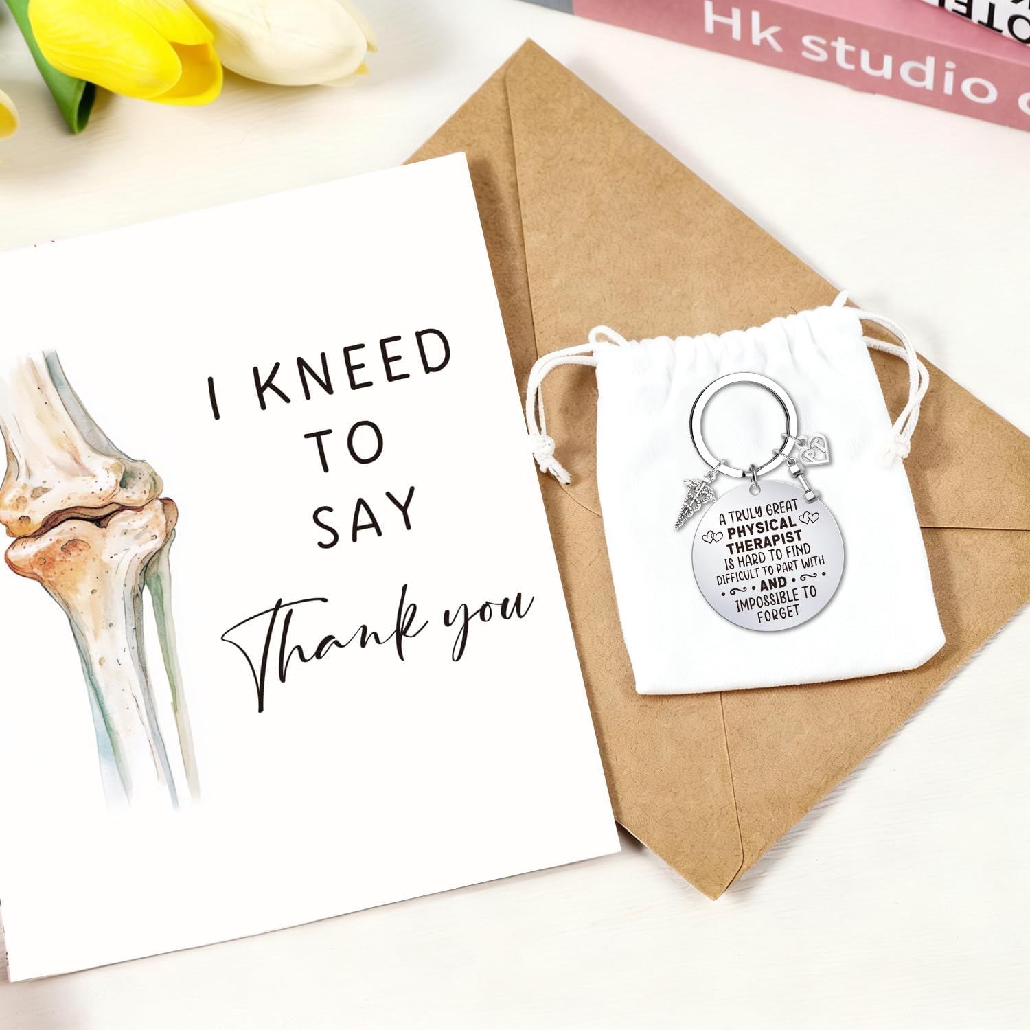 2Pcs Physical Therapy Gifts, Funny Physical Therapist Thank You Appreciation Card with Envelope Keychain, PT Assistant Christmas Graduation Retirement Thanksgiving Gift on Doctor Nurse Week - Image 4