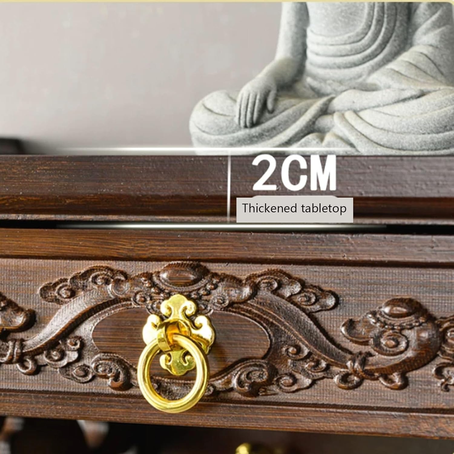 Buddhist Altar Table - Wall-Mounted Solid Wood Stand for Buddha Statue and Meditation, Compact Design for Household Use