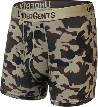 UnderGents Mens Boxer Brief Underwear. 4.5" Leg & Flyless Pouch for Ultra-Soft Cooling Mens Comfort Camo size 3XL