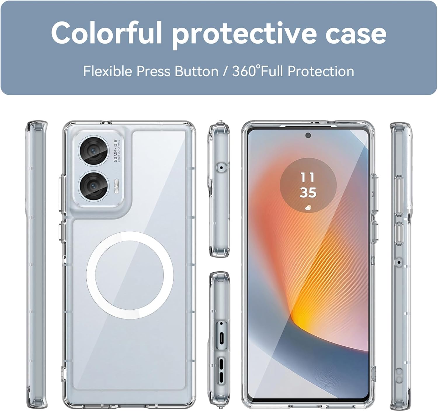 for Motorola Edge 2024 Clear Case Magnetic Compatible with MagSafe, Moto Edge 2024 Slim Fit Crystal Clear Transparent Skin Cover Anti-Yellowing Anti-Slip (Clear) - Image 2