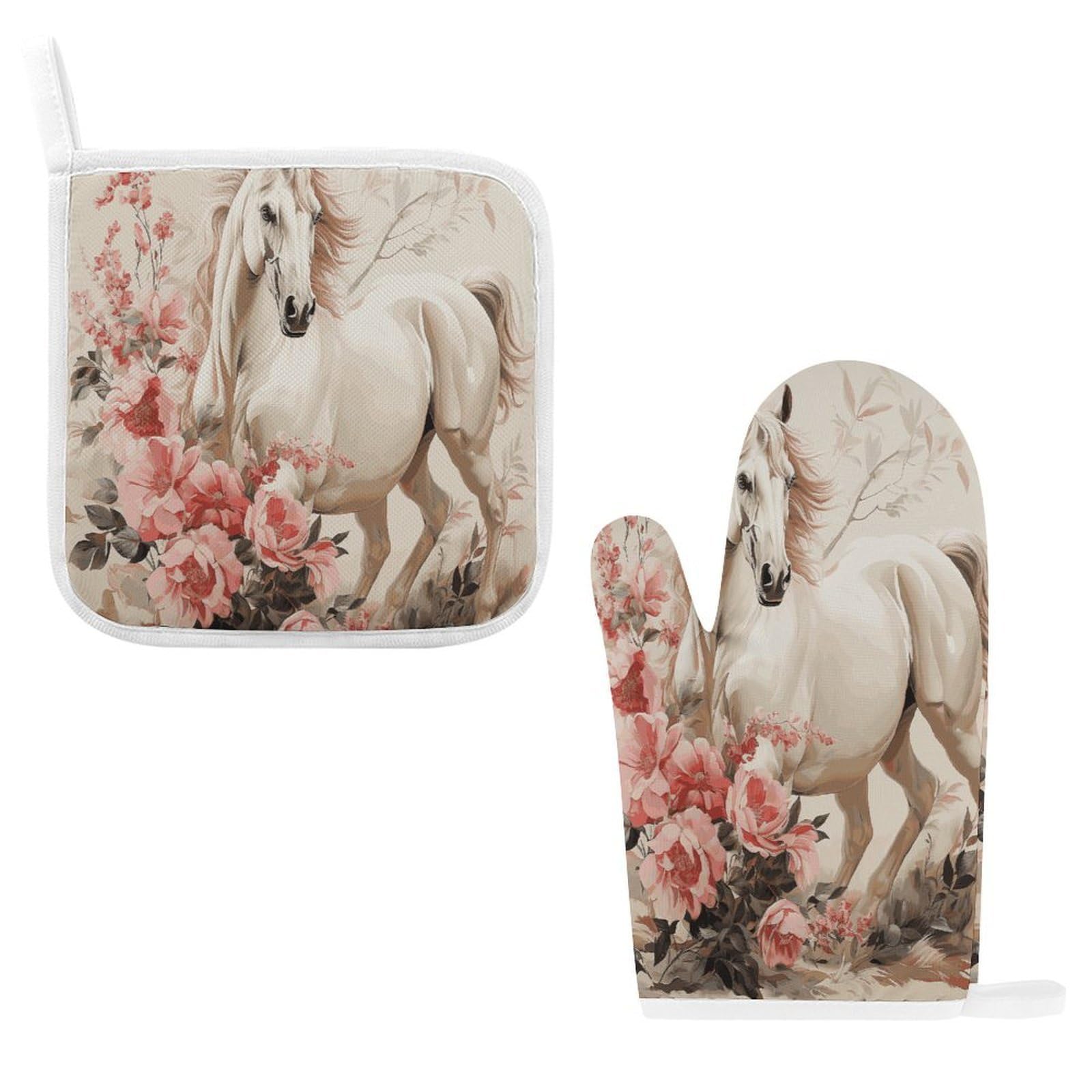 Btcowzrv Style Horse Image Oven Mitts And Pot Holders 2Pcs Set