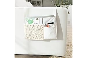 Mkono Macrame Sofa Armrest Organizer: Boho Dorm Decor