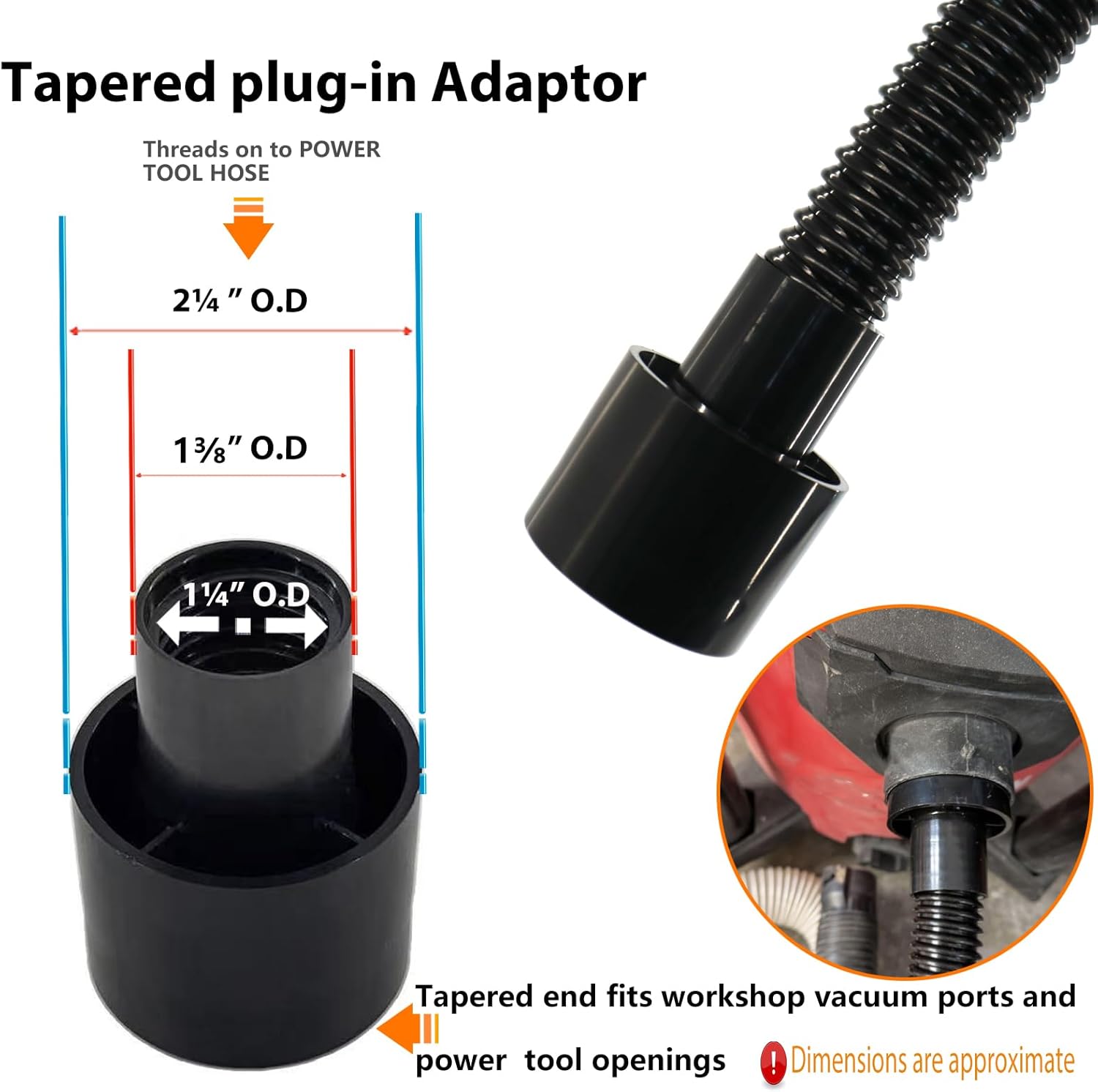 Shop Vacuum Dust Collection Hose Kit,12 Ft Dust Power Tools Hose Kit with 5 Fittings/Attachments for Shop Vacuums,Workshop, Wet/Dry, Fits Multiple Types/Brands of Woodworking Power Tools