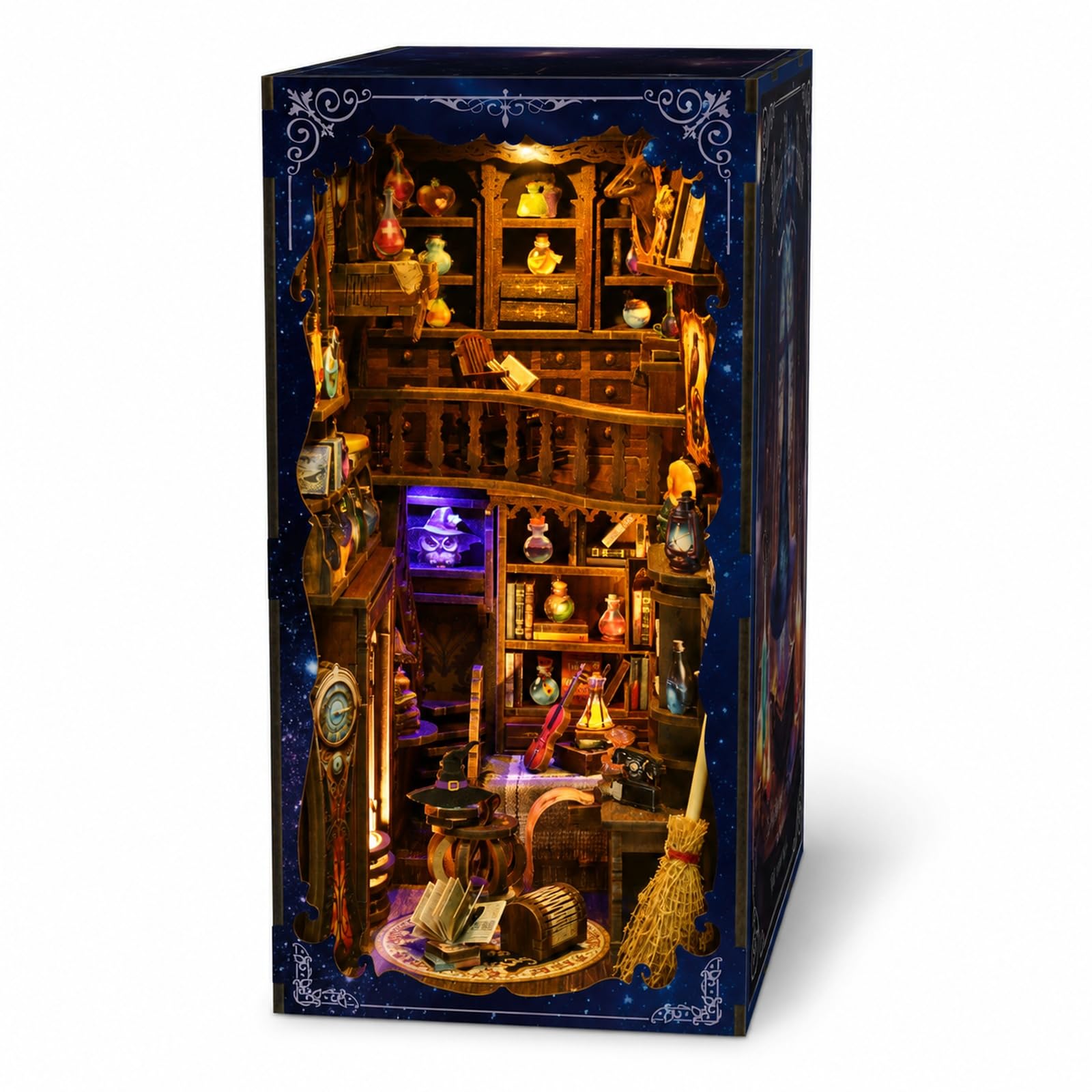 GOOGO Book Nook Kit, 334 PCS Miniature House Kit with LED Light, DIY Book Nook for Adults, 3D Puzzle Bookend for Bookshelf Decoration, Creative Gift for Crafts Lovers (Enchanted Cottage)