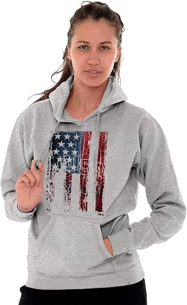 Classic Teaze American Flag Vertical Star Antique Hoodie Sweatshirt Women Men