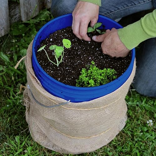 Miniatura 4 de EconoHome Contenedor de cubo azul de 5 galones sin tapa, asas de metal con agarre de plástico para un fácil transporte, fácil de apilar y almacenar,