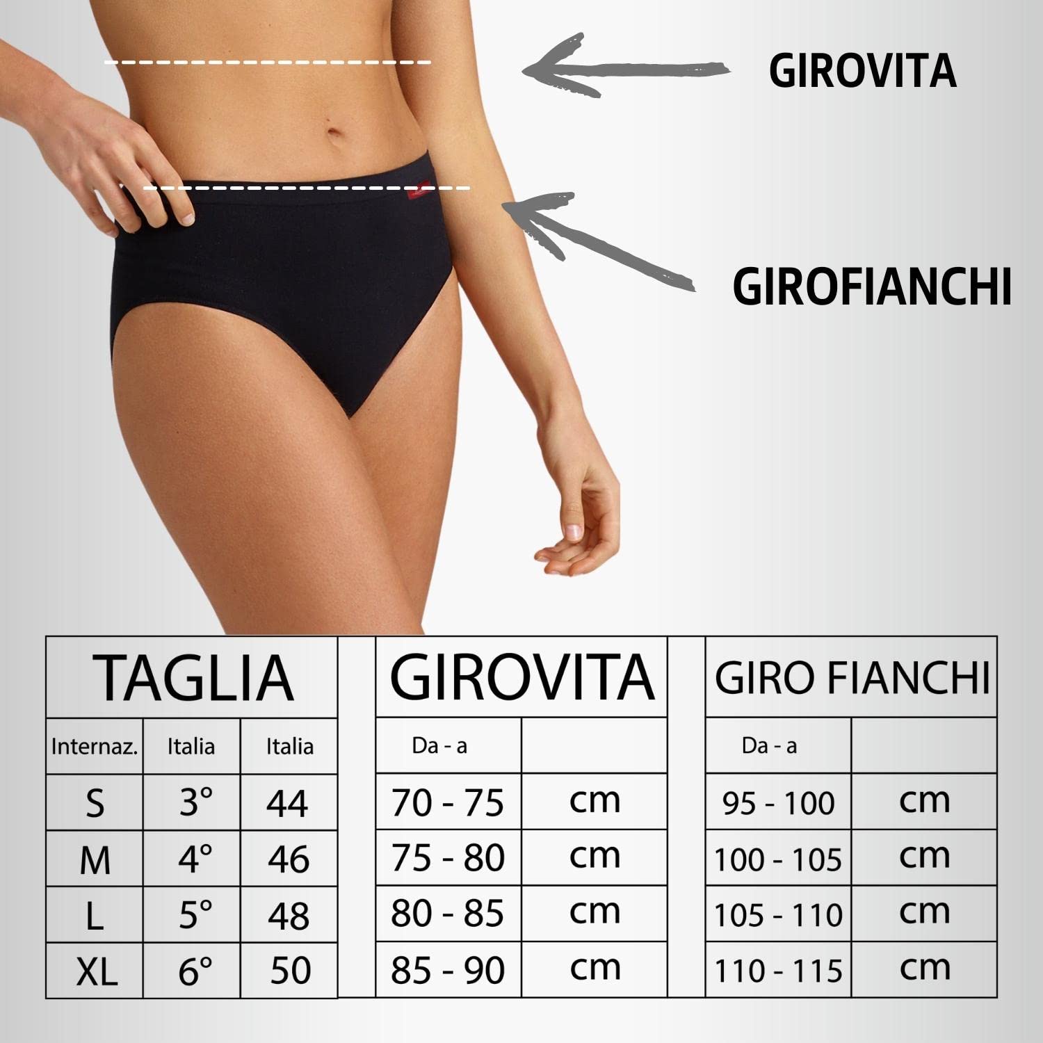 Intimitaly Set 6 Slip Donna Cotone Vita Alta Mutande Donna Cotone Midi Anallergiche Anatomiche