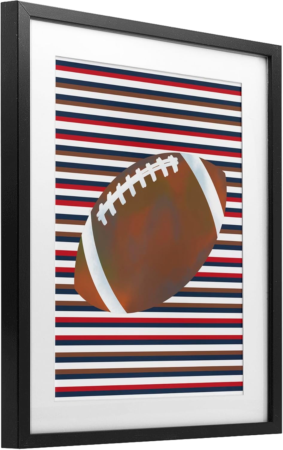 Stupell Industries Stripes And Sports Football Black Framed Print Under Glass, design by Marcus Prime, 16 x 13