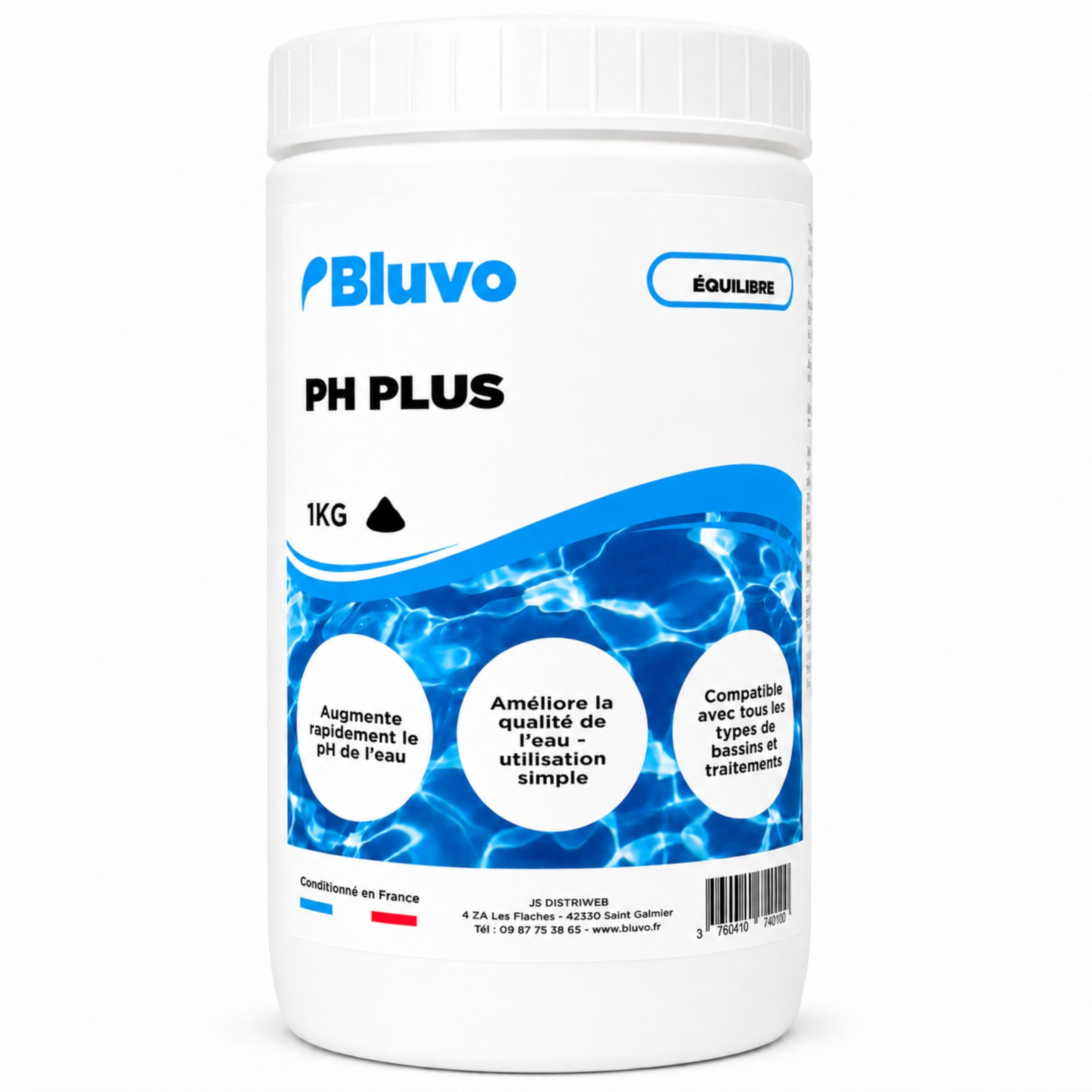 pH Plus Piscine – Rehausseur de pH en Poudre | Augmenter Le pH de l’Eau Rapidement | Traitement Eau Piscine & Spa | Formats 1 kg et 5 kg | Conditionné en France (1KG)