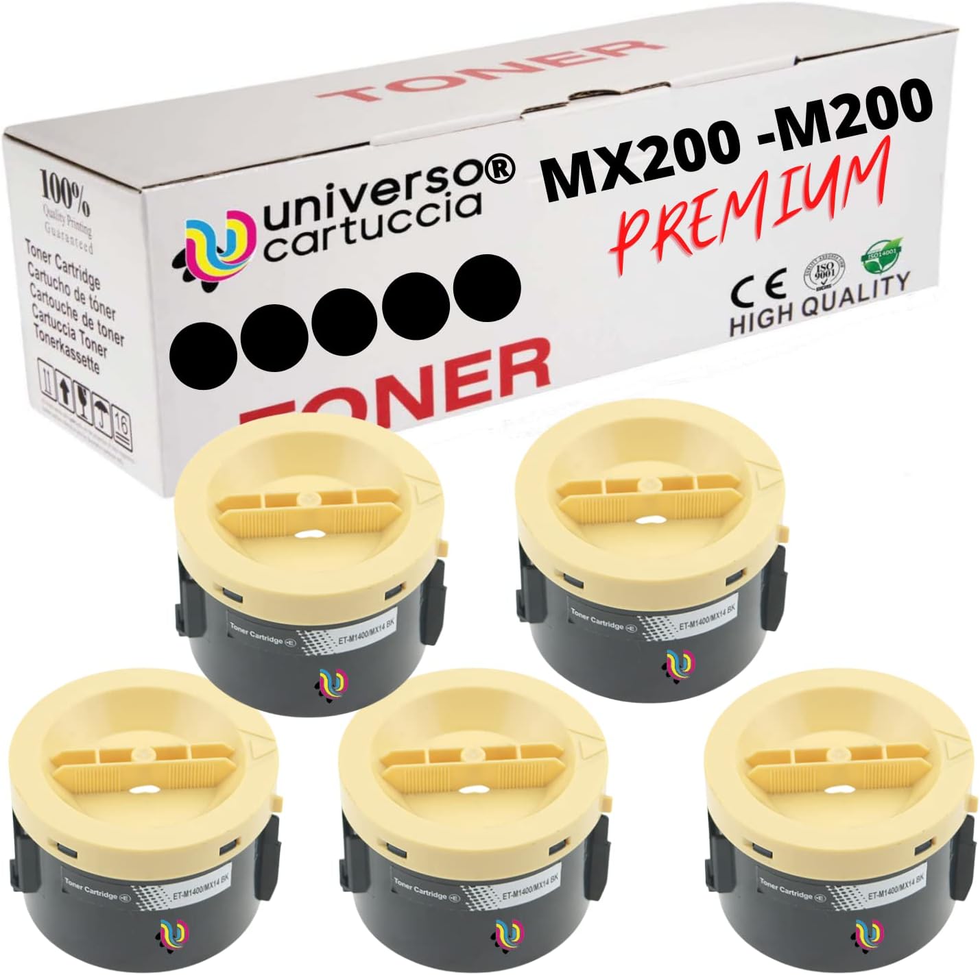 5 Compatible Toner MX200 M200 Replacement for Epson WorkForce BL-AL-M200 Series, WorkForce AL-MX200 Series, WorkForce AL-M200DN (5 TONER BK)