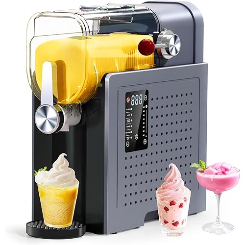 Slushy Machine for Home - 88oz Frozen Drink Maker, 2 In 1 Soft Serve Ice Cream & Slushie Machine with LED Display, No Ice Needed, 6 Preset Programs for Frozen Margaritas, Frappe, Smoothie, Milkshake