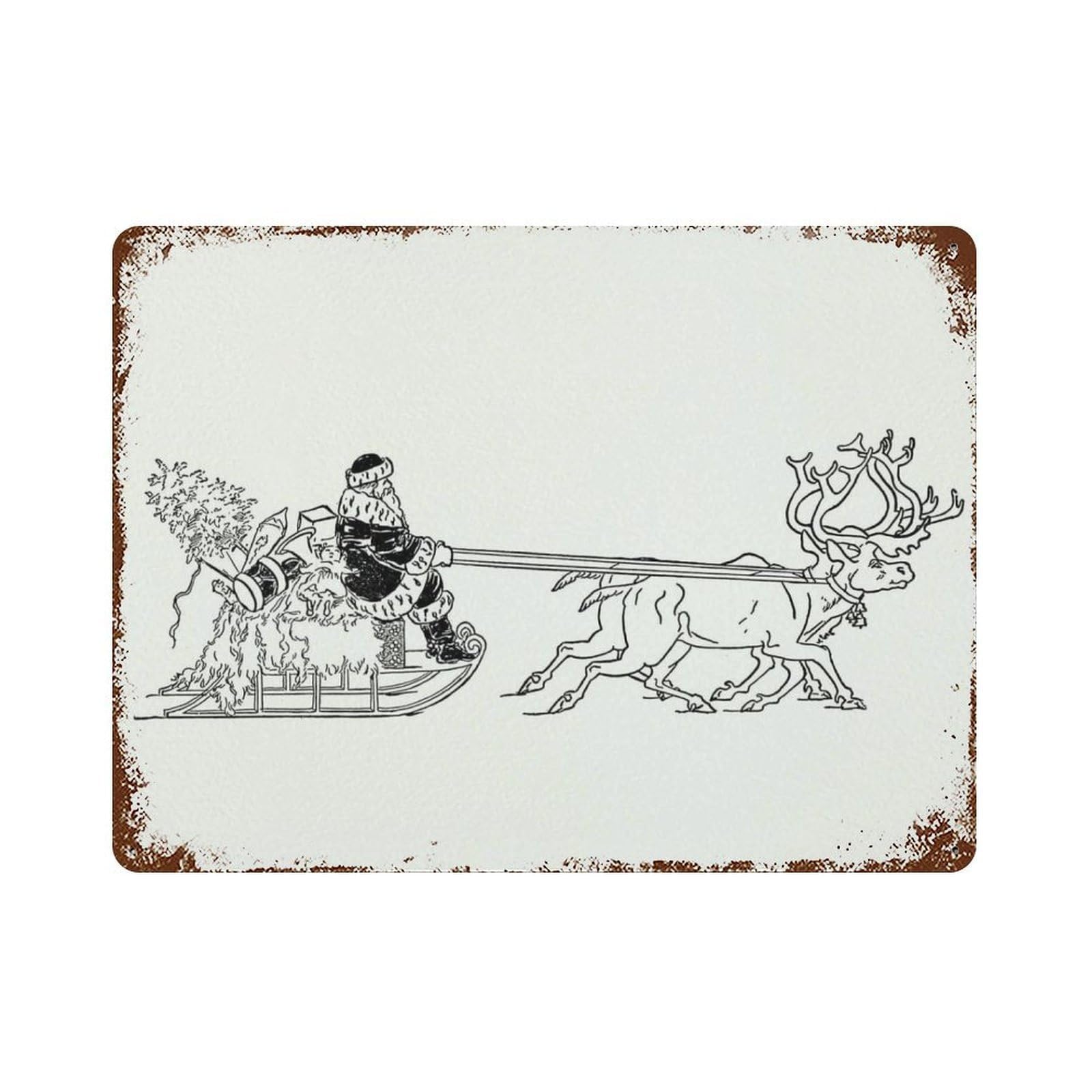 xiaoxiaoshen Santa's Sleigh Wall Decoration Wall Decor Art Metal Tin Poster Modern Home Decor Art Home Bar Shop Decorations Vintage Sign 30x40cm