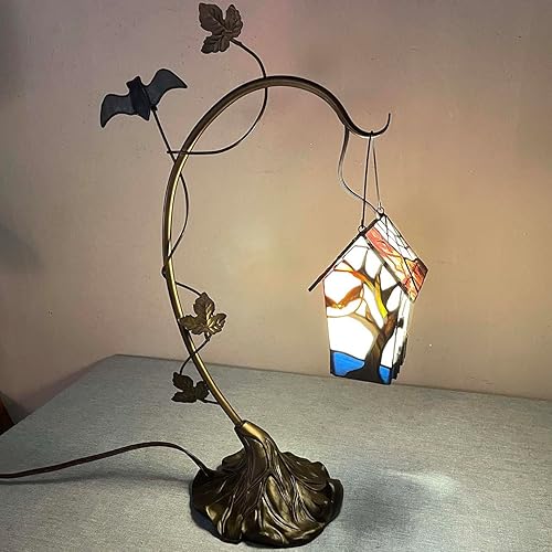 Miniatura 10 de Bieye L10782 Lámpara de mesa estilo Tiffany para decoración del hogar (7 pulgadas de alto, libélula)
