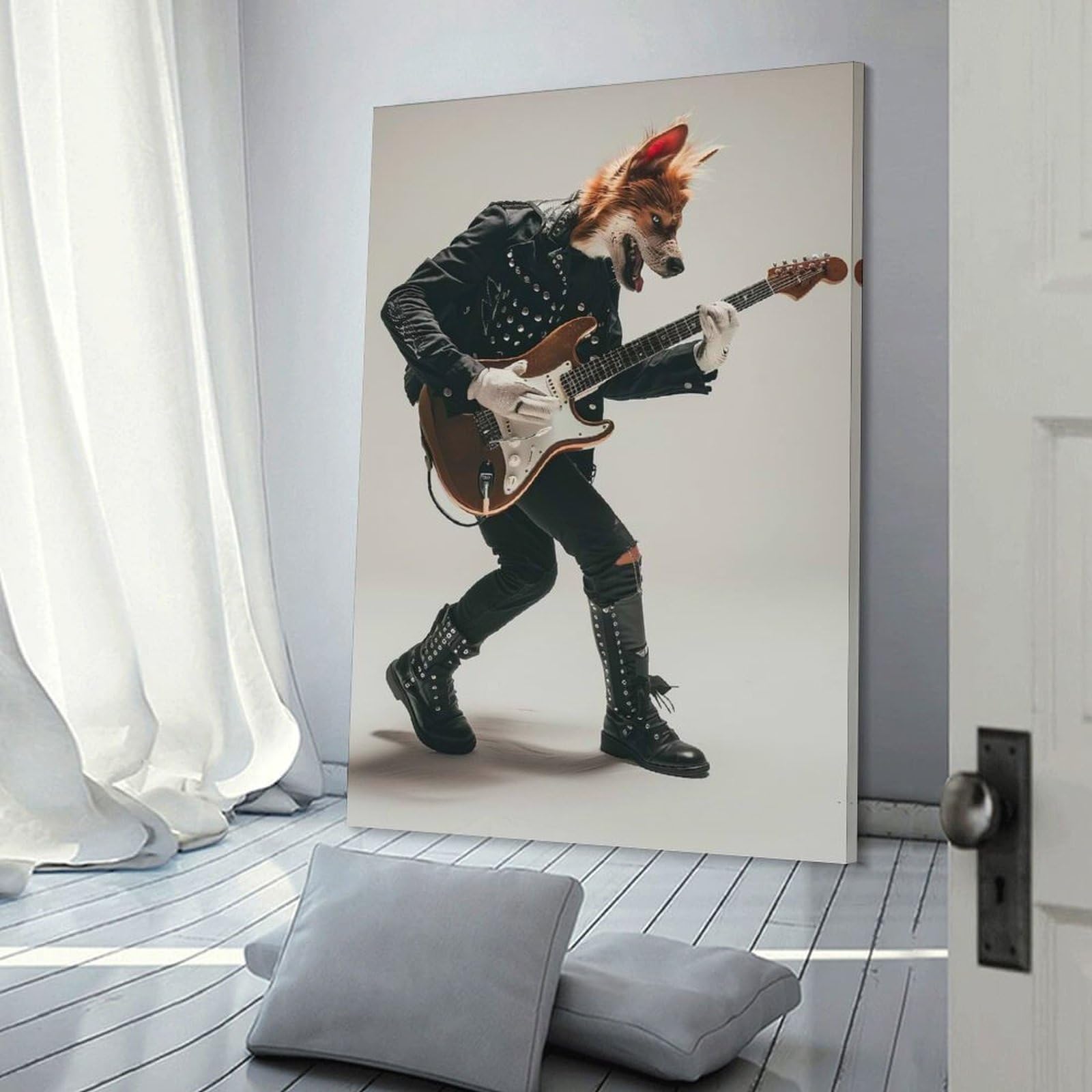 Junmoney Decorative Wall Artwork Dingo Guitar, 12x18inch(30x45cm), for Calm Bedrooms, Home Corners Or Flats, An Easy Wall Refresh for Bedrooms