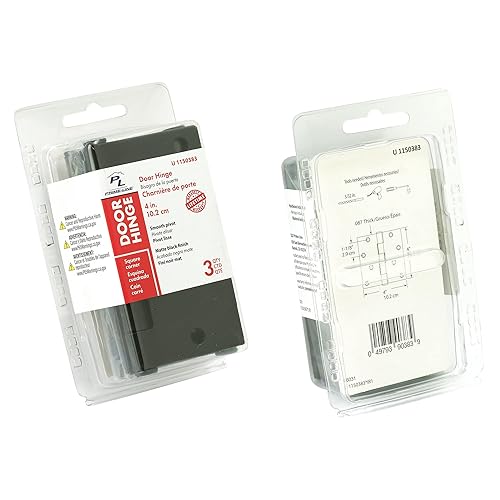 Miniatura 3 de Prime-Line U 1150383 - Bisagra para puerta, pivote liso residencial, 4 x 4 pulgadas, con esquinas cuadradas, 4 agujeros por hoja con tornillos,