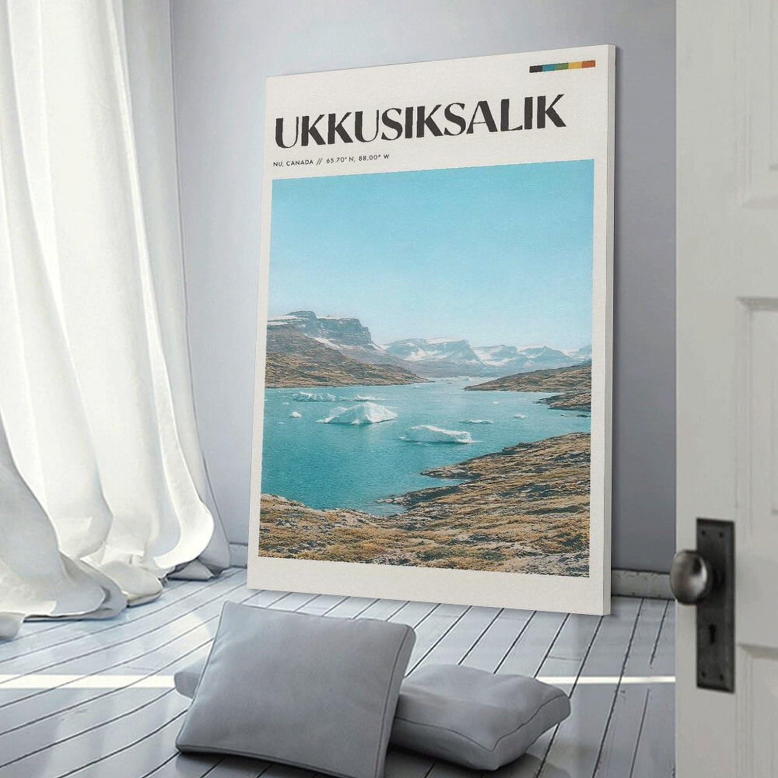 Junmoney Frame-Style-6 Arctic Landscape With Icebergs Canvas Wall Decor 24X36inch(60X90cm), For Calm Bedrooms, Home Corners Or Flats, A Warm Accent For Relaxed Interiors