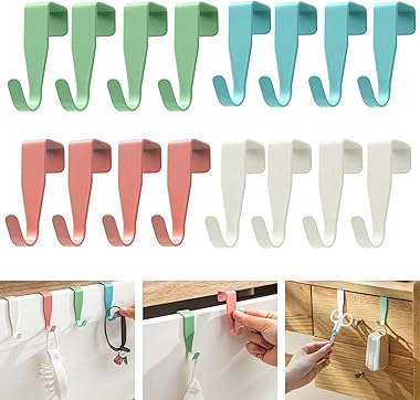 16 Stück Türhaken aus Edelstahl,4 Farben Türhaken zum Einhängen,Edelstahl Kleider Haken,Haken zum Einhängen,Türhaken Bunte Ha