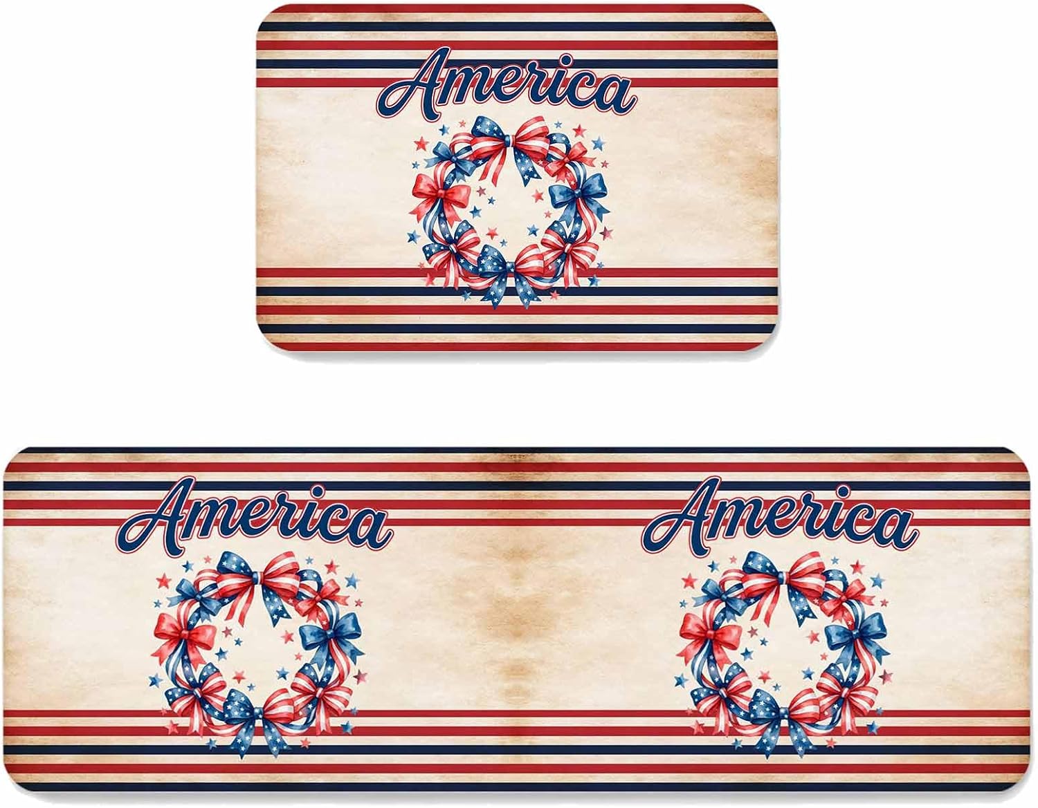 Prime Leader Summer Tropical Leaf Kitchen Mat Set 2 Pieces Country Retro Watercolor Green Plant Leaves Non Slip Kitchen Rugs Washable Runner Rug Mats for Sink Laundry (23.6" x 35.4"+23.6" x 70.9")