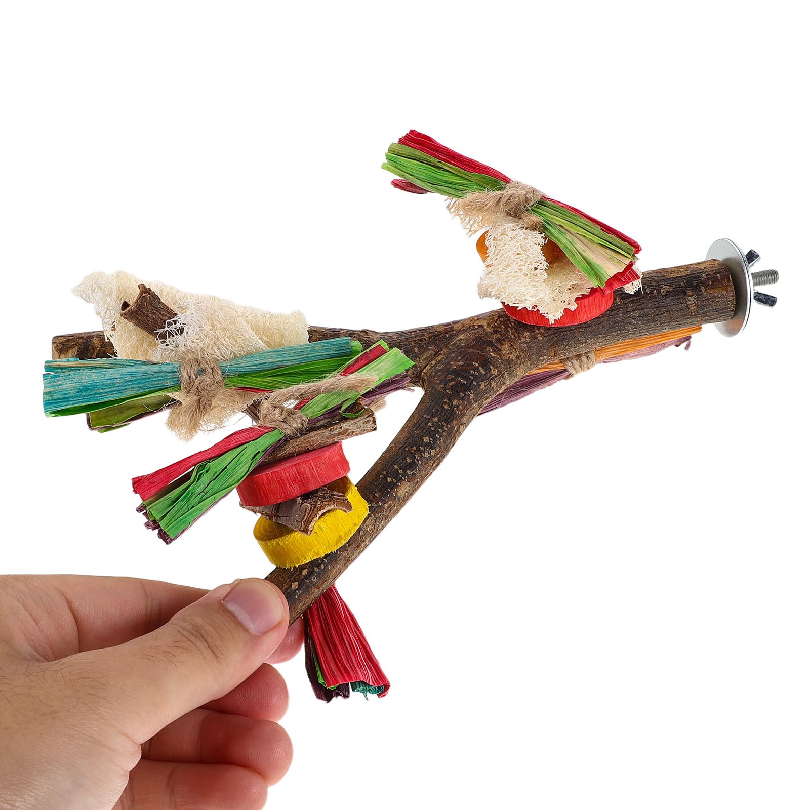 2 Piezas de Percha de Madera para Loros, Rama de Madera Natural para pájaros, Plataforma para Jaula, Perchas de pie para Masticar, árbol de Juego para Loros y