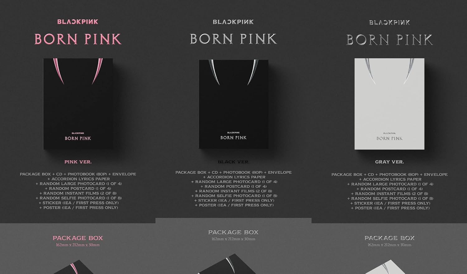 BLACKPINK BORN PINK 2nd Album BOX SET Version CD+Photobook+Accordion Lyrics Paper+Large Photocard+Postcard+Instant Film+Selfie Photocard+Tracking (Random)