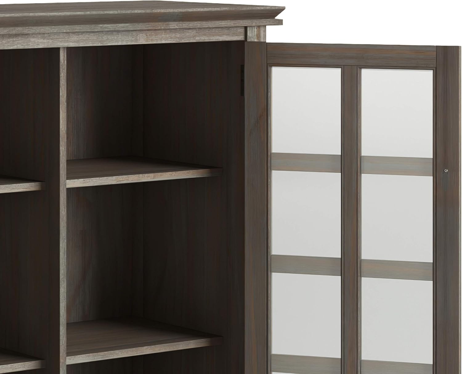 SIMPLIHOME Artisan SOLID WOOD 38 inch Wide Transitional Medium Storage Cabinet in Distressed Grey for the Living Room, Entryway and Family Room