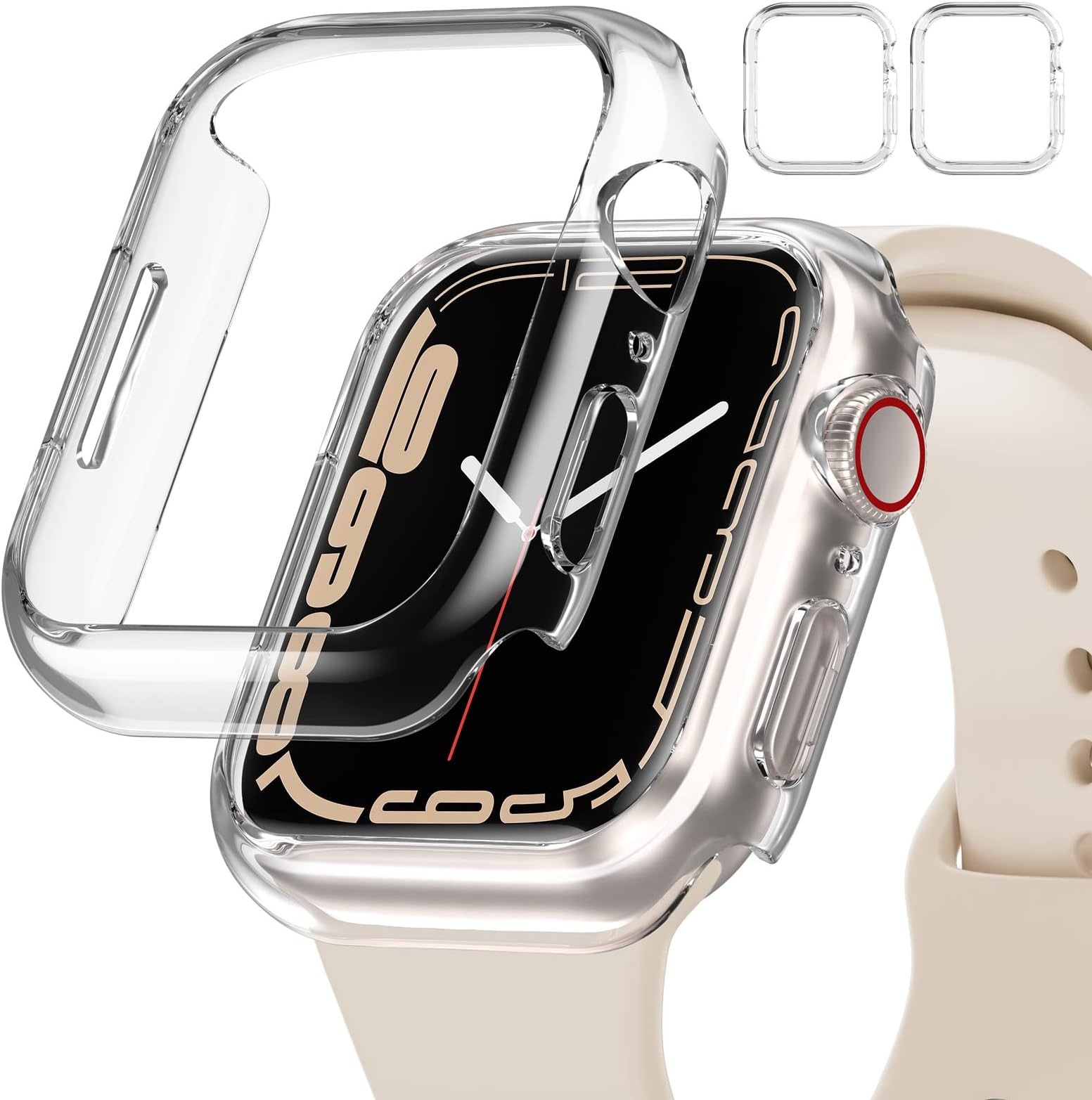 [2 Pack] DABAOZA Compatible for Apple Watch Case 45mm Series 7 [No Screen Protector], Clear iWatch Bumper Edge Case PC Shockproof Protective Cover Frame for iWatch Case Series 7 (Clear/Clear,45MM)