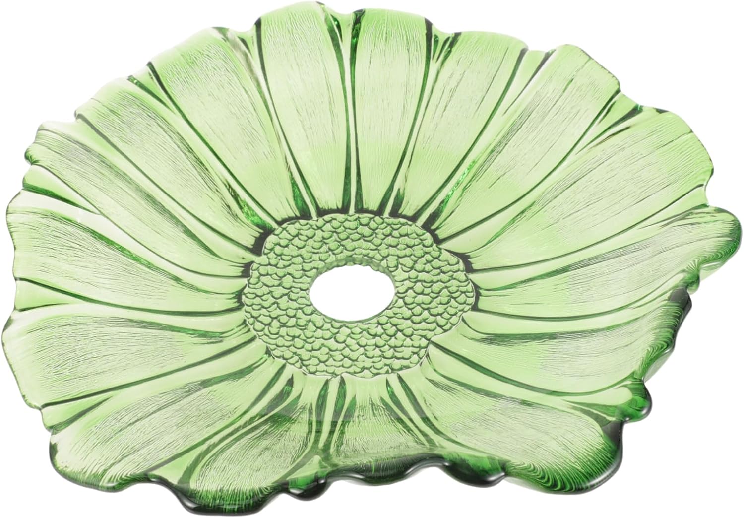 Green Glass Lamp Shade for Pendant and Hanging Lamps Flower Petal Design Decorative Ceiling Light Cover Easy to Install Romantic Lighting Fixture for Living Room and Bar Counter