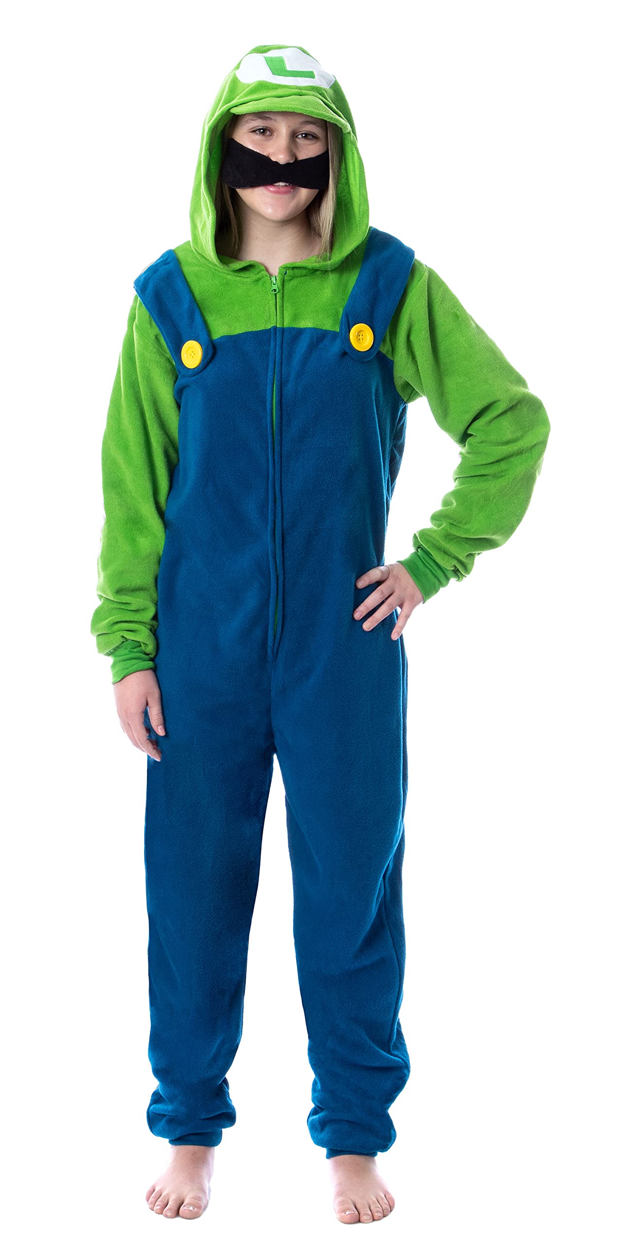 Buy Super Mario Bros. Adult Women's Luigi Costume Microfleece OnePiece