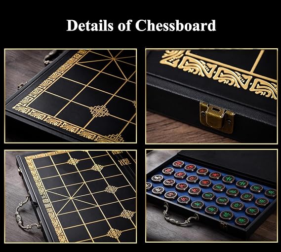 Chinese Chess Set With Rosewood Pieces And Foldable Chessboard 2 Player Strategy Board Games Travel Board Game Set(5.8cm/2.3in)