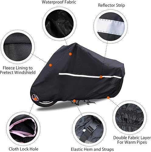 Miniatura 3 de Funda grande para motocicleta, duradera para todas las estaciones, fundas impermeables para scooter con agujeros de bloqueo y bolsa de