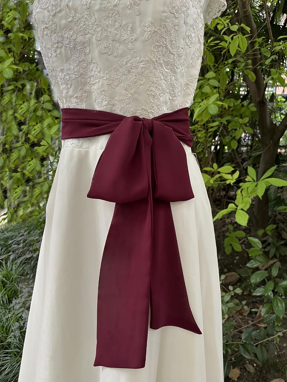 Women Chiffon Sash Corset Belt Waist Bow Tie belt 3.74" Wide for Bridal Wedding Special Occasion Dress