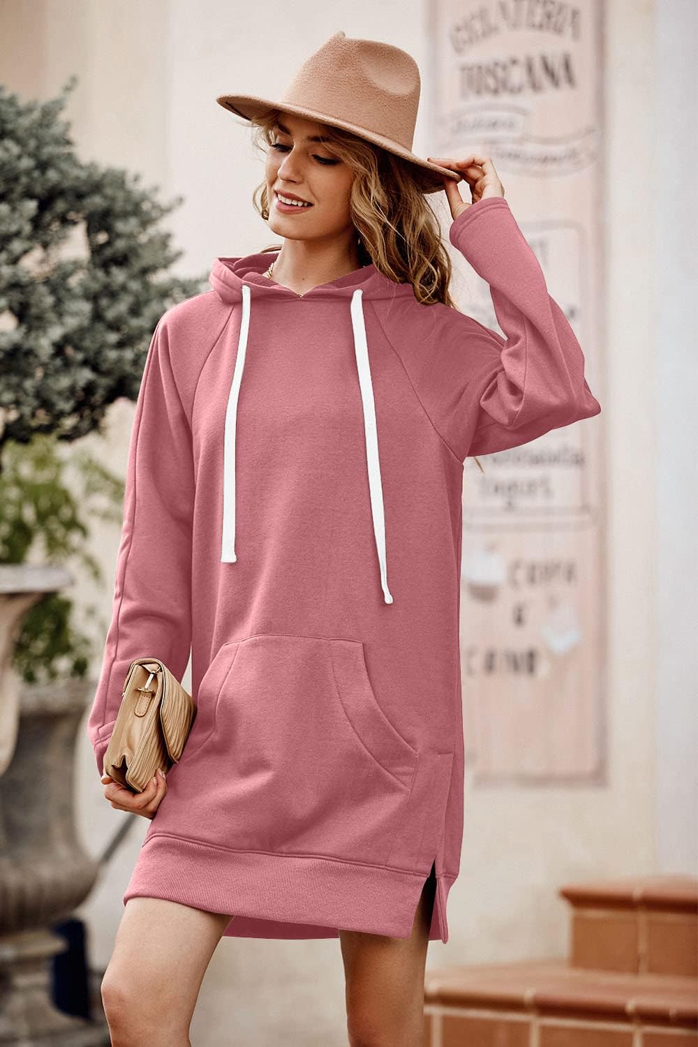 PRETTYGARDEN Sweatshirt for Women 2026 Fall Oversized Pullover Long Sleeve Casual Hoodie Dress Kangaroo Pocket Winter Clothes