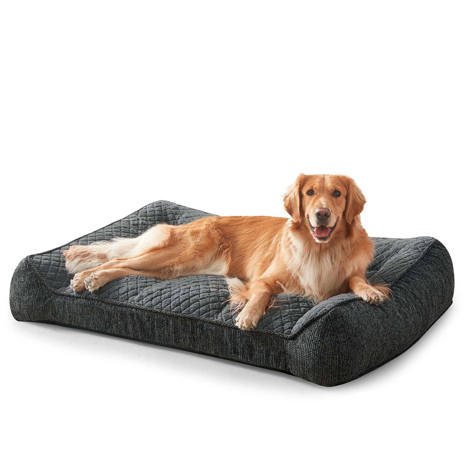 JOEJOY Cuccia Cane Interno Taglia Grande XXL, Cuccia per Cani Sfoderabile e Lavabile, Letto per Cani Ortopedica, Cane Antiscivolo in Peluche Sherpa Morbido con Bordi Rialzati, 122 X 89 X 25 cm