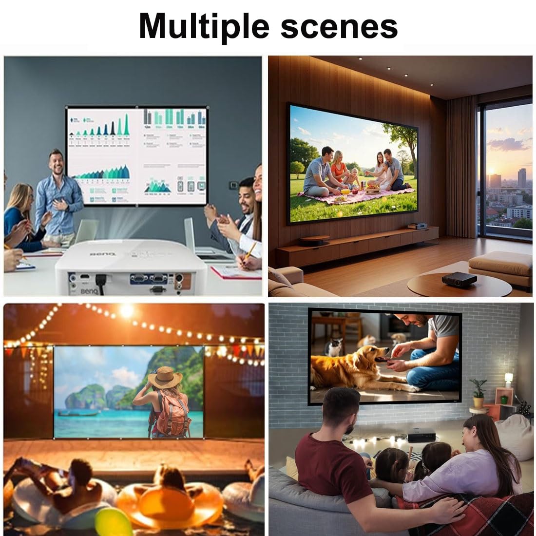 Grande Portatile Schermo for Proiettore 150/180 pollici, 16:9 4K HD Antirughe Schermo di Proiezione Pieghevole for Interno Esterno Home Theatre(120in 16:9)