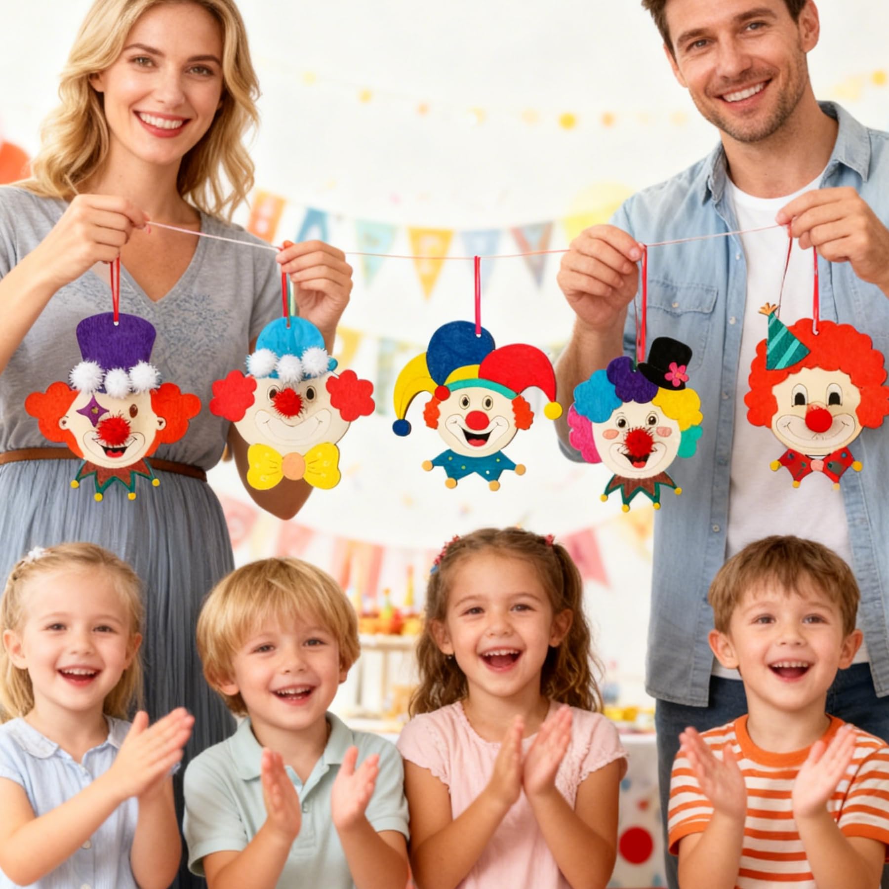 Ensemble de Bricolage Clown 12 Pièces Décoration Faite à la Main Thème Cirque Kit Pâques Enfant Activité Manuelle