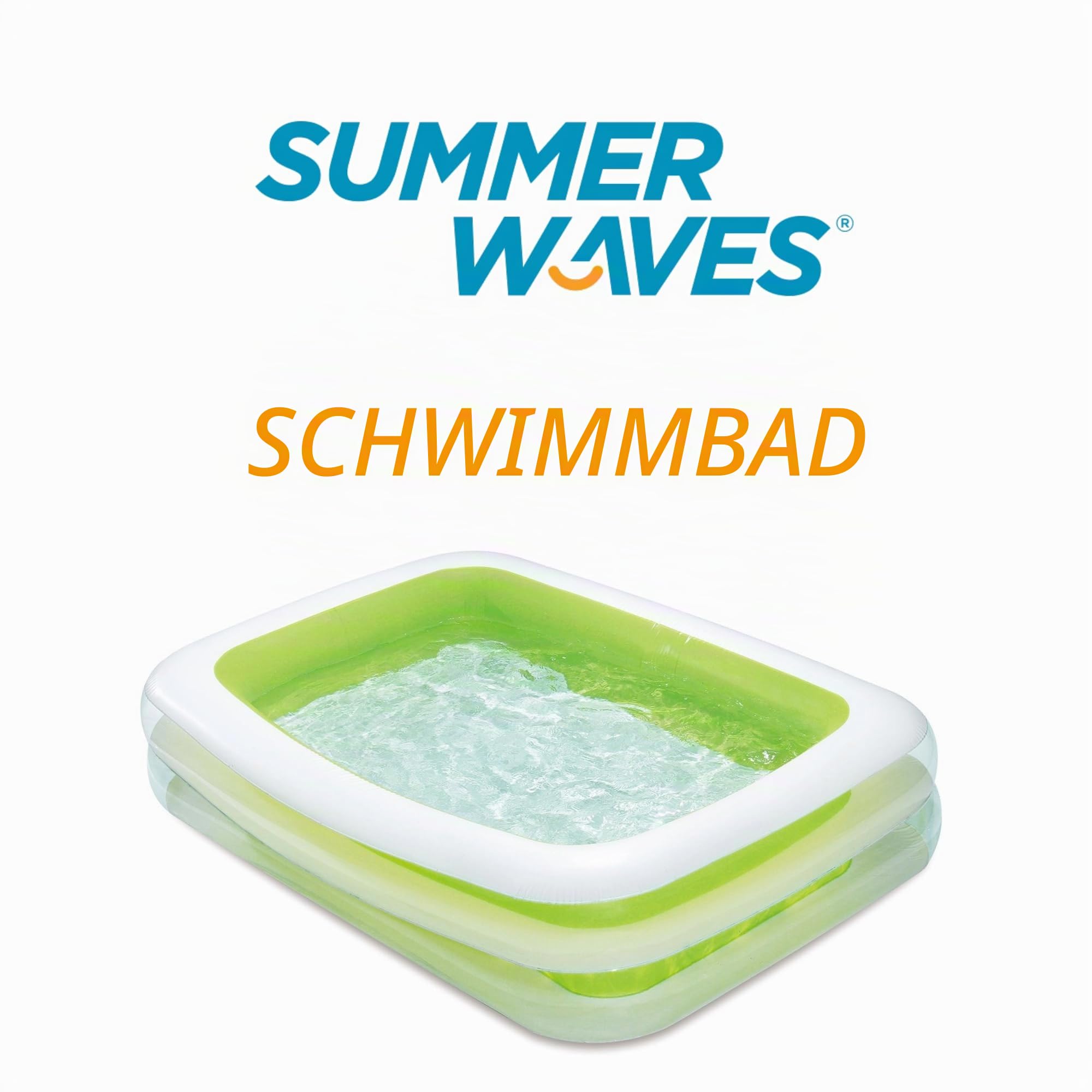 Summer Waves Pool, Aufblasbarer Pool, Familienpool, Gartenpool, Rechteckiger Pool, 2,62 M x 1,75 M x 46 cm
