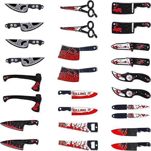 26 dijes para cuchillos de Halloween, mini dijes de cuchillo de terror, suministros de fabricación de joyas de Halloween, dijes de cuchillo