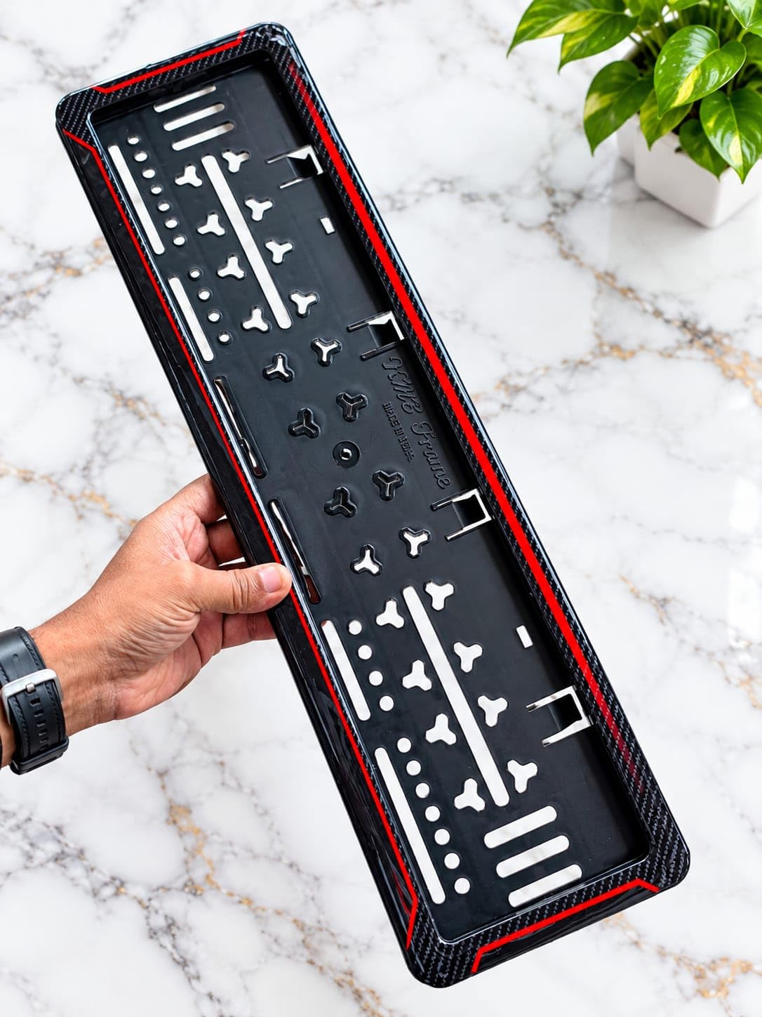 CAR Gel Number Plate Holder with Carbon Finish | Flexible Scratch