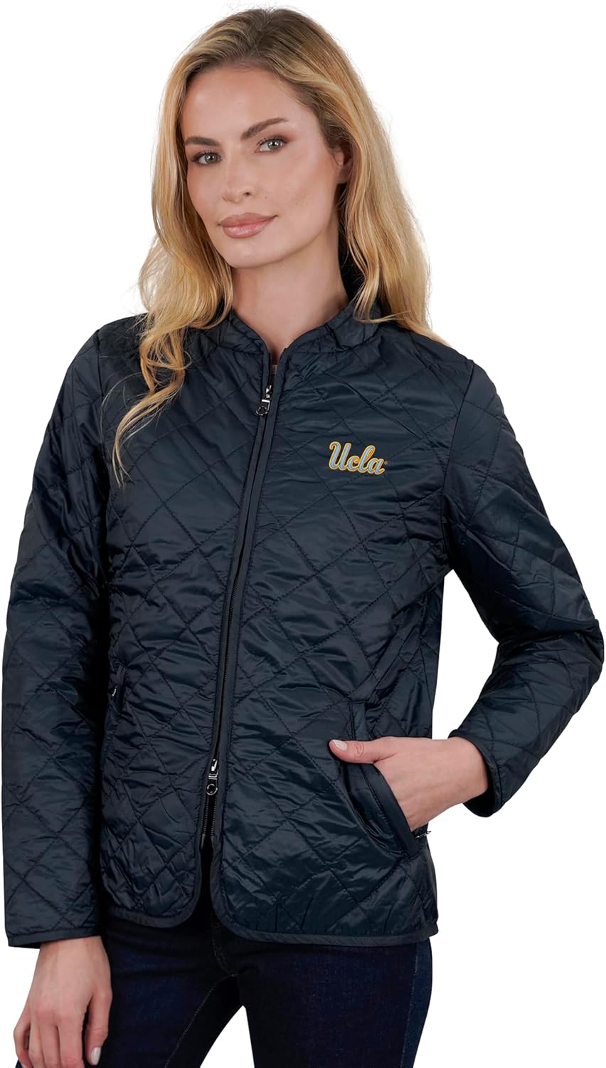 Vantage Apparel Women's Everett Bomber Jacket – NCAA Quilted Polyester, Water-Repellent, Packable Zocket Jacket