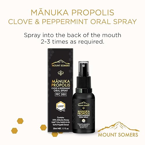 Miniatura 8 de Propolis - Spray oral UMF15+  Miel de Manuka, clavo y menta, ambientador de aliento y soporte de comodidad oral, tamaño de viaje, 1 onza líquida