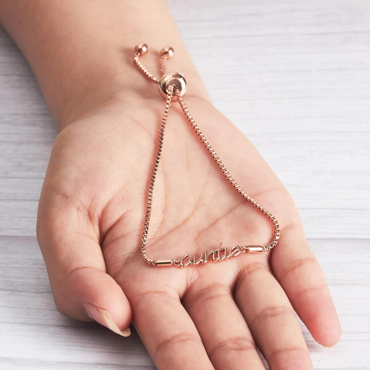 Philip Jones Rose Gold Plated Auntie Bracelet Created with Zircondia® Crystals, Adjustable - Image 5