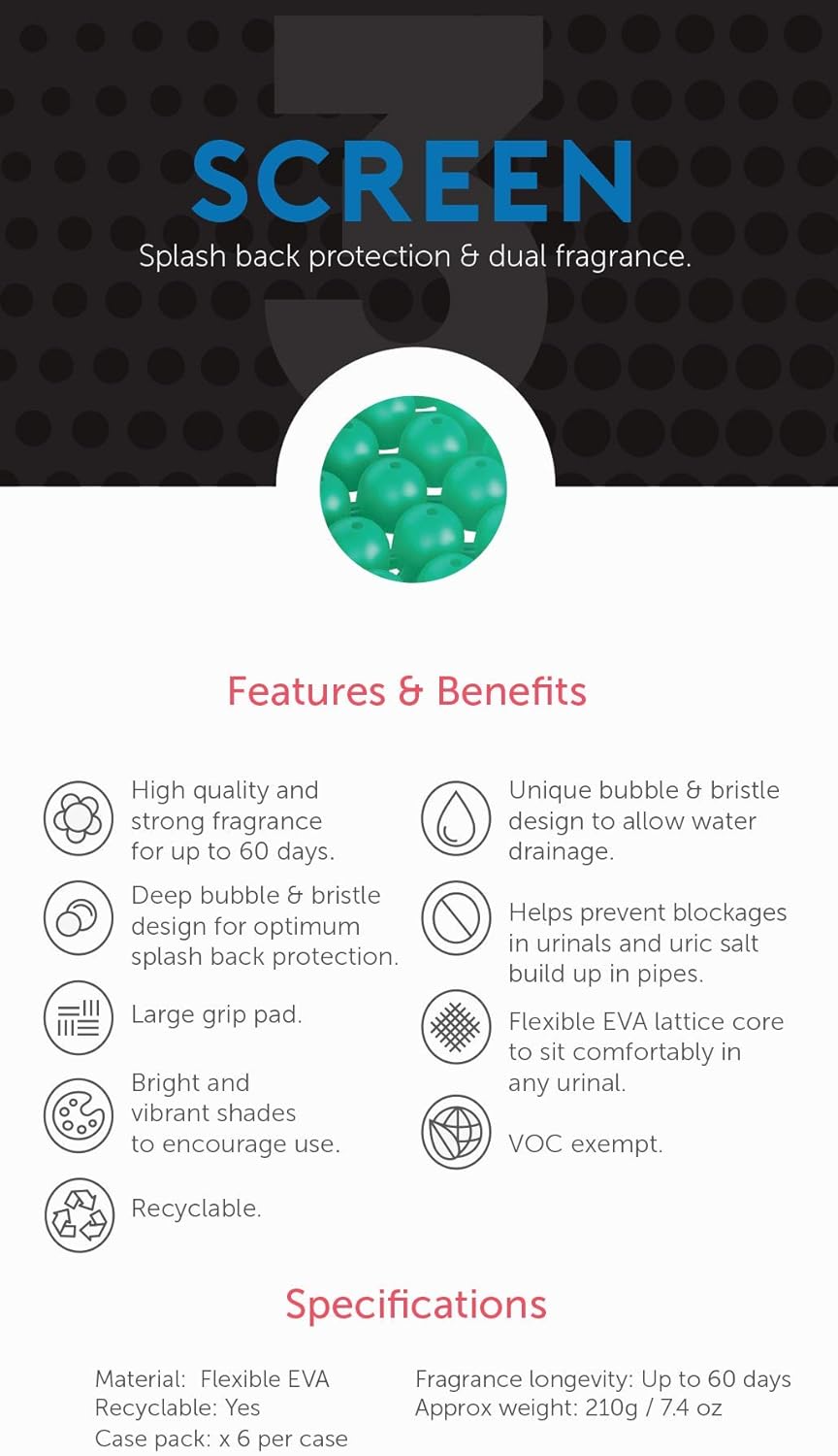 GreenFist Urinal Screen Modern Industrial For Schools, Restaurants,Offices and etc, 60 Day (P-Screen - 6 Pack, Citrus Mango)