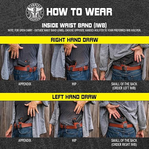 Miniatura 5 de Cardini Leather  IWB Funda de cuero para pistola compatible con Glock 17, 22, 48 0.354 in  Ruger SR9, SR40  Springfield XDE 4.5 pulgadas